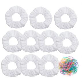 img 4 attached to 🎀 Pack of 10 White Scrunchies for Tie Dye - Elastic Hair Ties & Ponytail Holders for Parties