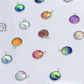 img 1 attached to PH PandaHall 30pcs Vibrant Flat Round Resin Pendants with Mermaid Fish Scale Design & Stainless Steel Findings - Jewelry Making Supplies