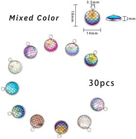 img 3 attached to PH PandaHall 30pcs Vibrant Flat Round Resin Pendants with Mermaid Fish Scale Design & Stainless Steel Findings - Jewelry Making Supplies