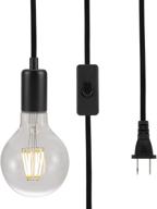 💡 vintage pendant hanging light cord with plug, ul listed socket, black metal shell, 13ft woven fabric cord, e26/e27 socket, in-line on/off switch, diy projects (black) логотип