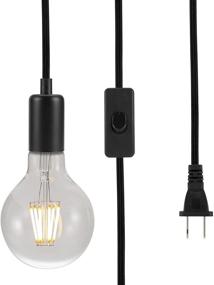 img 4 attached to 💡 Vintage Pendant Hanging Light Cord with Plug, UL Listed Socket, Black Metal Shell, 13ft Woven Fabric Cord, E26/E27 Socket, In-line ON/Off Switch, DIY Projects (Black)