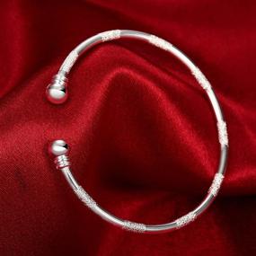 img 2 attached to Soonvinia Bangle Bracelet Simple Sterling Girls' Jewelry