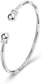 img 4 attached to Soonvinia Bangle Bracelet Simple Sterling Girls' Jewelry