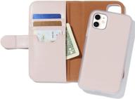 bondir pink case for iphone 11: magnetic detachable leather wallet for xr/11 logo