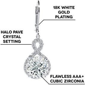 img 3 attached to 💍 Cate & Chloe Alessandra Infinity Halo Drop Earrings - 18k White Gold Plated Silver CZ Crystal Dangle Earrings with Round Diamond Cubic Zirconia - Perfect for Special Occasions