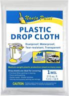 🎨 13x16 feet waterproof clear plastic drop cloth for painters - 1 mil thickness painting tarp, furniture cover, and plastic sheeting логотип