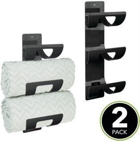 img 3 attached to 🧺 mDesign 3-Level Bathroom Wall Mount Towel Rack Holder & Organizer - Storage for Bath Towels, Washcloths, Hand Towels - Easy Mount, Hardware Included - 2 Pack, Black