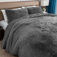 🛏️ fluffy bedding duvet cover twin set - mr. sandman ultra soft faux fur fuzzy velvet comforter bed sets 2 pieces (1 duvet cover + 1 pillow shams) - zipper closure, grey logo
