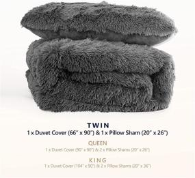 img 3 attached to 🛏️ Fluffy Bedding Duvet Cover Twin Set - Mr. Sandman Ultra Soft Faux Fur Fuzzy Velvet Comforter Bed Sets 2 Pieces (1 Duvet Cover + 1 Pillow Shams) - Zipper Closure, Grey