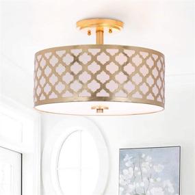 img 3 attached to Safavieh Kora Quatrefoil Flush Mount Light, Gold - 15 inch