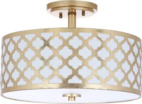 img 2 attached to Safavieh Kora Quatrefoil Flush Mount Light, Gold - 15 inch