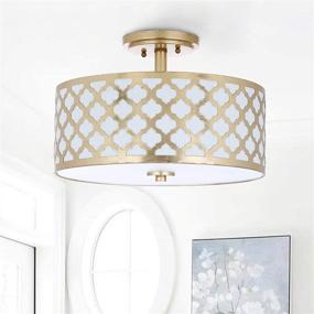 img 1 attached to Safavieh Kora Quatrefoil Flush Mount Light, Gold - 15 inch