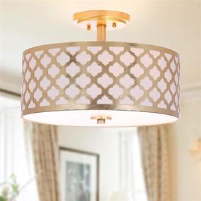 img 4 attached to Safavieh Kora Quatrefoil Flush Mount Light, Gold - 15 inch