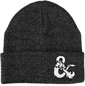 img 2 attached to 🧢 Stylish Dark Charcoal Acrylic Knit Beanie with Dungeons and Dragons Ampersands Embroidery