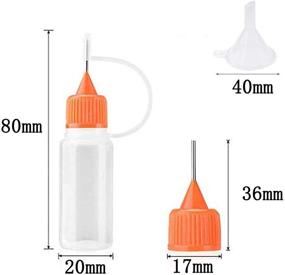 img 1 attached to 🎨 Precision Tip Applicator Bottle Set - 20pcs 5-Color Glue Applicator Bottle with 3 Mini Funnels - 10ml Fine Needle Tip Squeeze Bottle for DIY Alcohol Ink, Quilling, Craft, Acrylic Painting