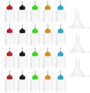 🎨 precision tip applicator bottle set - 20pcs 5-color glue applicator bottle with 3 mini funnels - 10ml fine needle tip squeeze bottle for diy alcohol ink, quilling, craft, acrylic painting logo