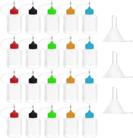 img 4 attached to 🎨 Precision Tip Applicator Bottle Set - 20pcs 5-Color Glue Applicator Bottle with 3 Mini Funnels - 10ml Fine Needle Tip Squeeze Bottle for DIY Alcohol Ink, Quilling, Craft, Acrylic Painting