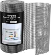 📦 high-quality grey drawer and shelf liner - 12 inch x 20 ft - non-adhesive, durable, and strong grip liners for drawers, shelves, kitchen cabinets, storage, and tables - puroma logo