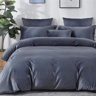 🛏️ david's home velvet duvet cover set king size - flannel comforter cover with corner ties button closure - 3 pieces luxury bedding - 106x92 inches - greyish blue: premium quality and cozy elegance logo