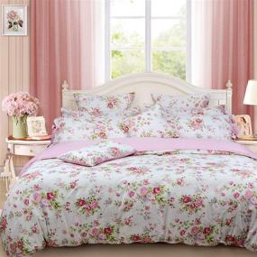 img 3 attached to 🌹 FADFAY Rose Floral Duvet Cover Set - Pink Grid - Twin Size - 100% Cotton Girls Bedding with Hidden Zipper Closure - Includes 1 Duvet Cover and 2 Pillowcases