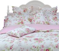 🌹 fadfay rose floral duvet cover set - pink grid - twin size - 100% cotton girls bedding with hidden zipper closure - includes 1 duvet cover and 2 pillowcases logo