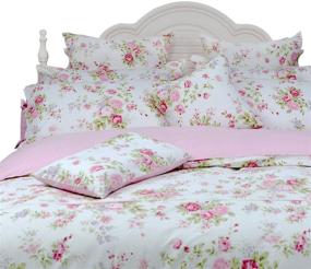 img 4 attached to 🌹 FADFAY Rose Floral Duvet Cover Set - Pink Grid - Twin Size - 100% Cotton Girls Bedding with Hidden Zipper Closure - Includes 1 Duvet Cover and 2 Pillowcases