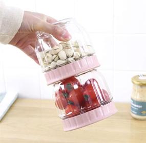 img 1 attached to 🍽️ Convenient Kitchen Pantry Organization: 3pcs/set Food Storage Containers with Scale & 3 Sizes - Plastic Cereal Container Food Storage Solution