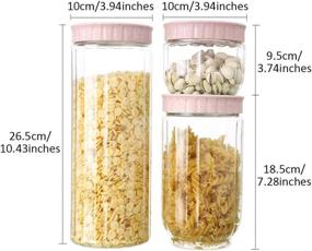 img 3 attached to 🍽️ Convenient Kitchen Pantry Organization: 3pcs/set Food Storage Containers with Scale & 3 Sizes - Plastic Cereal Container Food Storage Solution