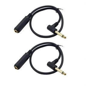 img 3 attached to 🔌 Seadream 2Pack 50CM Mono 1/4 Inch Female to Right Angle Male Audio Extension Cables - Connect and Extend Audio with Ease!