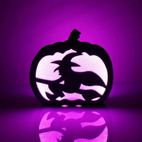 img 3 attached to 🎃 9-inch Lighted Gourd Jack O'Lantern, Spooky Halloween Eve Lighting Accent - Table and Entryway Decoration for Costume Parties, Trick or Treats and Horror Houses (Witch)