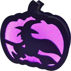 img 4 attached to 🎃 9-inch Lighted Gourd Jack O'Lantern, Spooky Halloween Eve Lighting Accent - Table and Entryway Decoration for Costume Parties, Trick or Treats and Horror Houses (Witch)