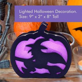 img 2 attached to 🎃 9-inch Lighted Gourd Jack O'Lantern, Spooky Halloween Eve Lighting Accent - Table and Entryway Decoration for Costume Parties, Trick or Treats and Horror Houses (Witch)
