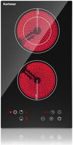 img 4 attached to 🔥 Karinear 2 Burner Electric Cooktop 12 Inch, Drop-in Electric Radiant Cooktop 220v - 240v with Child Safety Lock, Timer, Residual Heat Indicator, 3200W, Hardwired, Plugless Electric Stove Top