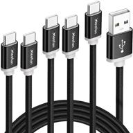 🔌 cleefun быстрая зарядка usb c кабель 5-pack, 3/3/6/6/10 фт, кабель типа c с оплеткой из нейлона, совместимый с samsung galaxy note 10/10+/9/8, s10e s10 s9 s8 plus, a10e a51 a71, lg g8 g7 moto g7 g8. логотип