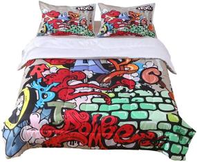 img 4 attached to SIRDO Bedding Graffiti Comforter Colorful