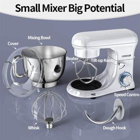 img 1 attached to 🍪 COOKLEE Stand Mixer, All-Metal Series 6.5 Qt. Kitchen Electric Mixer with Dishwasher-Safe Dough Hooks, Flat Beaters, Whisk, Pouring Shield Attachments - Ideal for Home Cooks, SM-1515, White