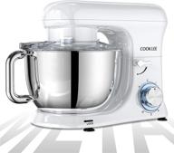 🍪 cooklee stand mixer, all-metal series 6.5 qt. kitchen electric mixer with dishwasher-safe dough hooks, flat beaters, whisk, pouring shield attachments - ideal for home cooks, sm-1515, white логотип