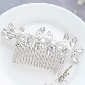 img 3 attached to 💍 Exquisite Unicra Bride Wedding Hair Combs: Elegant Pearl Hair Pieces with Crystal Headpiece - Perfect Bridal Hair Accessories for Women and Girls (Silver)