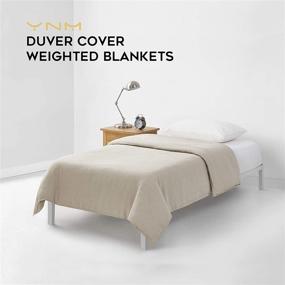 img 3 attached to 🛏️ YnM Organic French Linen Duvet Cover: Luxurious Khaki, 60''x80'' for Weighted Blankets