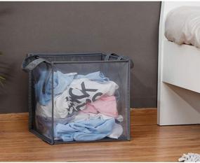 img 3 attached to Convenient Laundry Hamper Bag: Portable & Collapsible with Handles, 🧺 Ideal for Washing, Storage, Kids Room, Dorm or Travel - Black (Single-Layer)