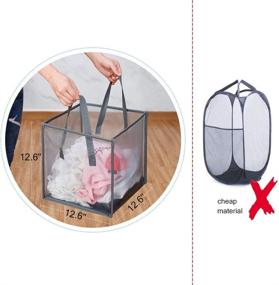 img 1 attached to Convenient Laundry Hamper Bag: Portable & Collapsible with Handles, 🧺 Ideal for Washing, Storage, Kids Room, Dorm or Travel - Black (Single-Layer)