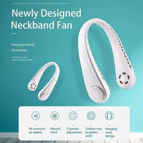 img 3 attached to 🌀 Portable Bladeless Leafless Hanging Neck Fan - USB Rechargeable Headphone Design Personal Neckband Fan, 3 Wind Speeds Silent Mini Wearable Air Conditioner Cooler for Outdoor Sports, Travel & Indoor Use