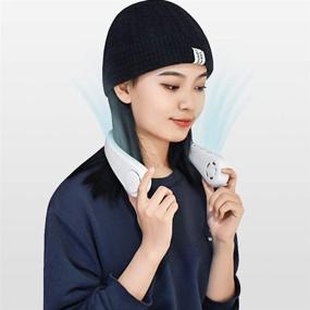 img 2 attached to 🌀 Portable Bladeless Leafless Hanging Neck Fan - USB Rechargeable Headphone Design Personal Neckband Fan, 3 Wind Speeds Silent Mini Wearable Air Conditioner Cooler for Outdoor Sports, Travel & Indoor Use