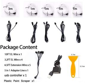 img 1 attached to Улучшите атмосферу в вашем автомобиле с USB неоновой льдиной голубого цвета El Wire - самостоятельная декоративная полоса освещения для интерьерных стен, включая 5 пакетов EL-проводов для автомобилей.