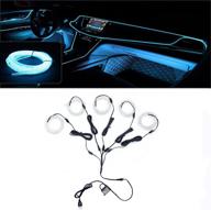 enhance your car's ambience with usb neon ice blue el wire - diy decorative strip light for interior walls, including 5 pack of el wires for cars logo