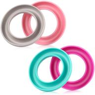 🧵 magicfour bobbin holders: 4 pack rubber bobbin ring savers for metal or plastic sewing machine bobbins (pink, rose red, grey, light blue) logo