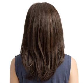 img 2 attached to 👩 HAIRCUBE Long Brown Wigs: 20 Inch Layered Natural Curly Wigs for White Women - Shoulder Length Synthetic Wigs for Women Brown