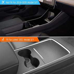 img 3 attached to 🚗 Farmogo Tesla Model 3 Model Y 2021 Matte Black Center Console Wrap Kit - Interior Decoration Upgrade for Tesla Accessories (Black)