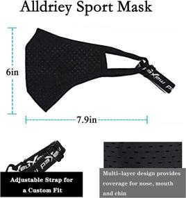 img 1 attached to 🎭 Alldriey Adjustable Sport Face Mask: Reusable & Washable, Multi-Layer Design with Adjustable Strap