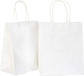 img 3 attached to 🎁 Bulk Pack of 90 White Kraft Paper Gift Bags with Handles - Perfect for Christmas Parties, Holiday Gift Favors, Xmas Supplies for Baby Showers, Birthdays, Restaurant Takeout, Shopping Retail - Size: 8x4.75x10